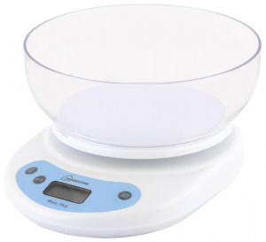 Весы кухонные HOMESTAR HS-3001 до5,0кг,LCDдиспл,чаша1,2л,бел (20)