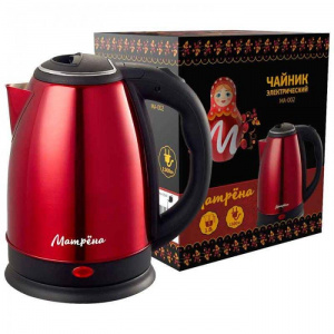 Чайник эл МАТРЁНА MA-002 бордовый, 1,8л, 1.5кВт, нерж